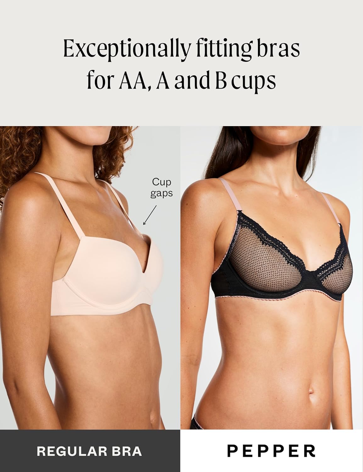 Pepper Unlined Bra, Unlined Demi Bra, Comfortable Lace Bras for Small Chested Women, Unlined Underwire Bras with Soft Fabric - Image 2