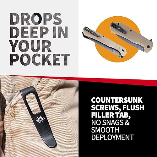 Miniatura 5 de Off-Grid Knives - Cuchillo plegable Stinger XL con hoja de punta de lanza, acero de 60.6in, escala G10, clip de transporte profundo (Coyote)