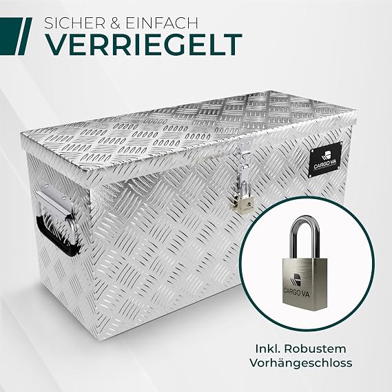 CargoVA - Waterproof drawbar box - With fastening & padlock - Lockable trailer box [60x25x30CM] - transport box