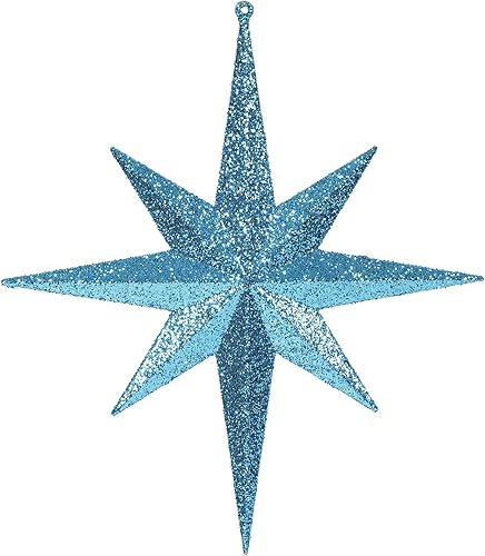 Vista 41 de Vickerman Adorno de Navidad de estrella de Belén con purpurina iridiscente de oro rosa de 8 pulgadas, 4 por caja