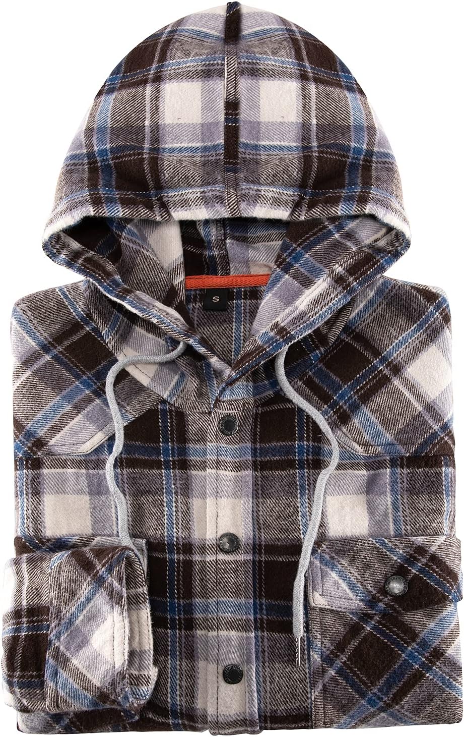 Men's Hooded Plaid Flannel Shirt Jacket Snap Button Flannel Hoodie with Hand Pockets (Heavyweight 10.6 Oz Fabric) - Image 2