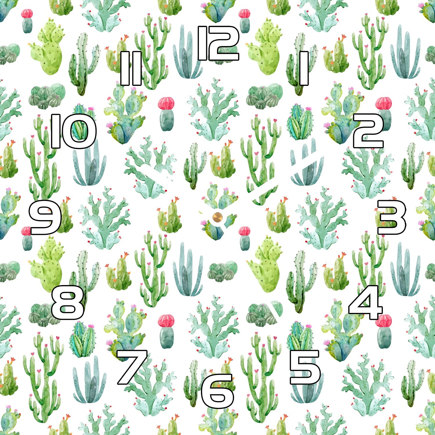 Horloge en verre de sécurité 30x30 cm impression moderne haute définition motif cacti Coloray