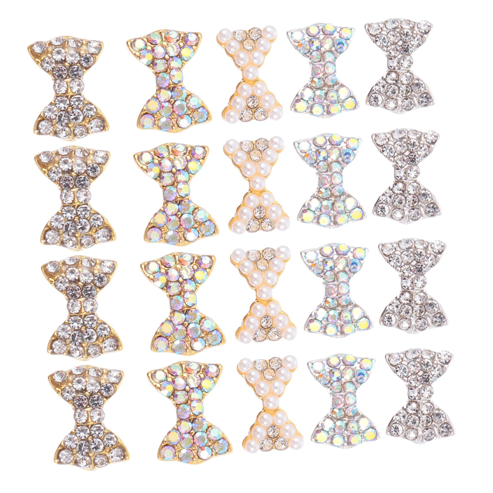 minkissy 50Pcs Nail Art Charms Decorative Rhinestone Bows and Butterflies Nail Studs for Nail Decoration for Nail Art and Creative Designs