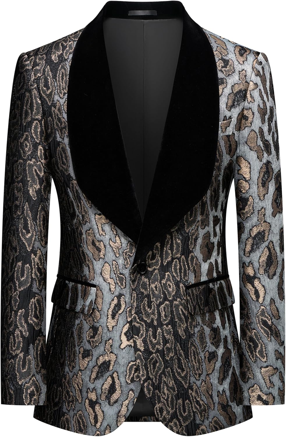 Suits for Men Slim Fit Shawl Velvet Lapel Tuxedo Blazer Printed Pattern Prom Party Event Banquet Business