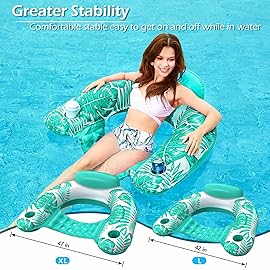 Jasonwell Inflatable Pool Float Chair - Pool Floaties Floating Pool Chair Lounge Floats for Swimming Pool Water Chair Pool Lounger with Cup Holder Pool Toy Party Floaty Adults