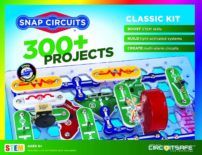 SNAP CIRCUITS Classic SC-300 STEM Electronics Kit, 300+ Projects, Ages 8+ | Explore 300+ hands-on electronics projects with easy snap-together parts and a full-color project manual