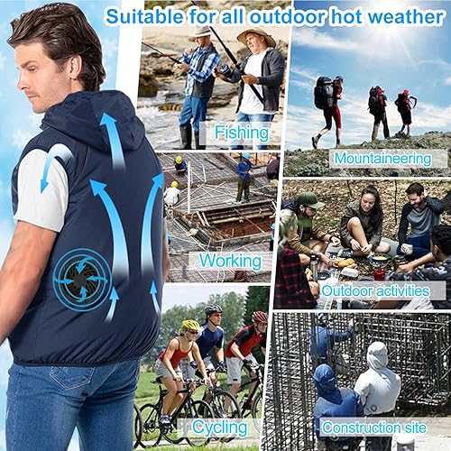 Miniatura 6 de Chaleco de enfriamiento para hombres y mujeres, ropa con aire acondicionado con ventiladores, 3 velocidades ajustables, chaleco fresco para clima