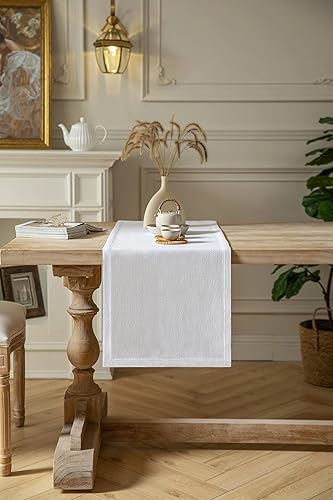 Miniatura 9 de ZeeMart Camino de mesa de arpillera estilo granja de 36 pulgadas de largo, camino de mesa de comedor tejido rústico rojo para uso diario, 14 x 36