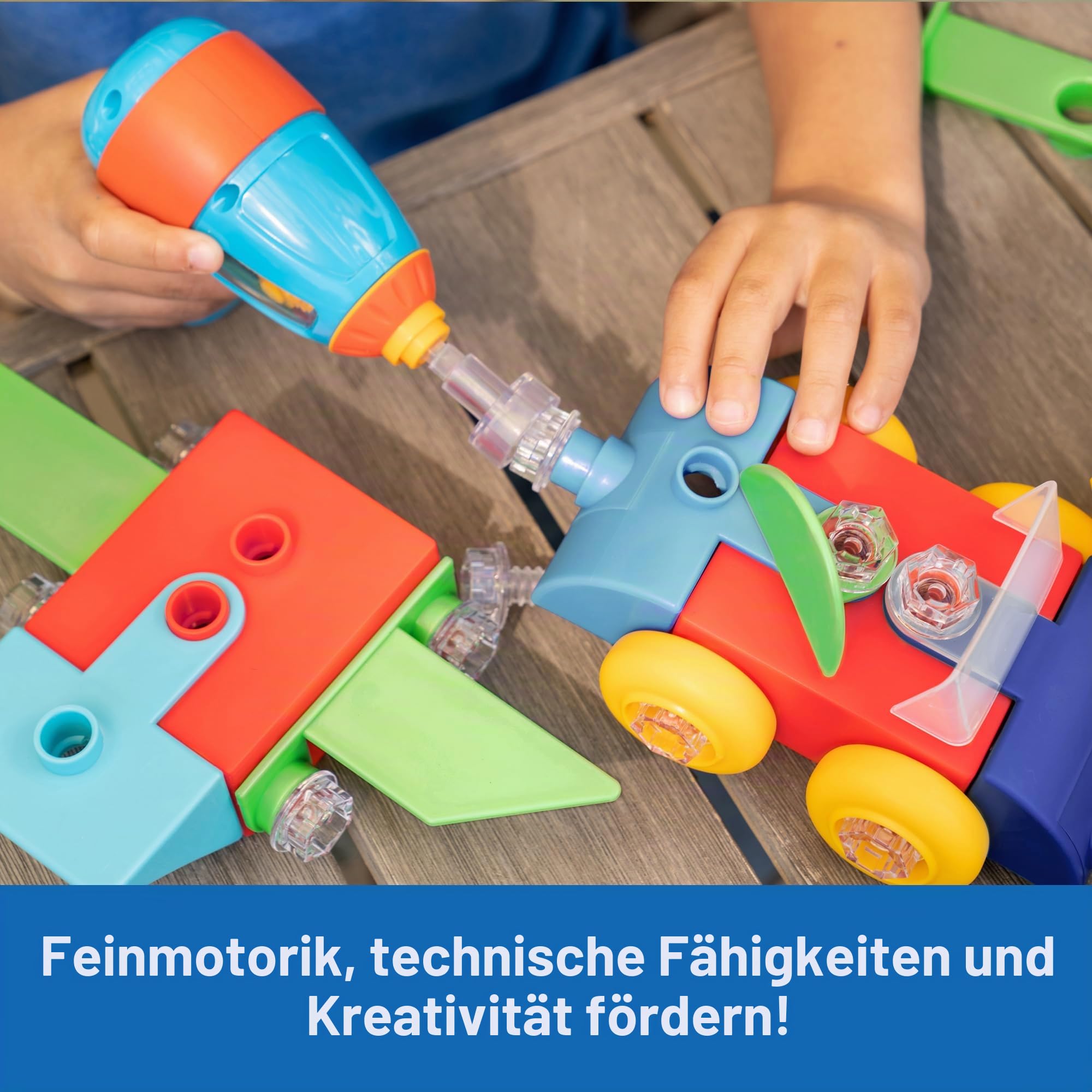 Learning Resources Design & Drill Baueimer, Mint-Spielzeug, 41-teilig, mit elektrischem Spielzeugbohrer, Urlaubsspielzeug für Jungen und Mädchen, ab 3 Jahren