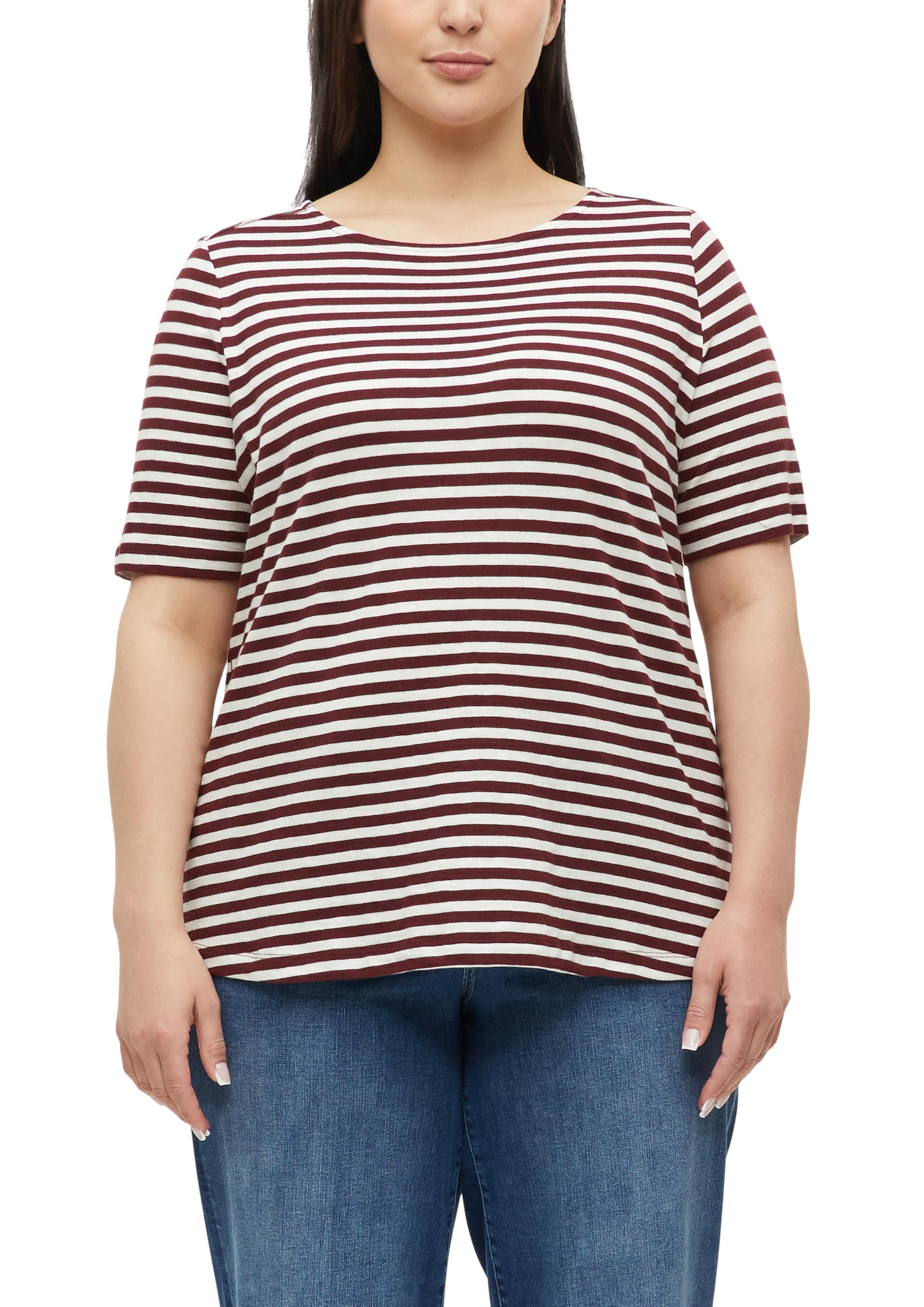 s.Oliver Women's 2182965 Flame Yarn Striped T-Shirt (Pack of 1), red, 24