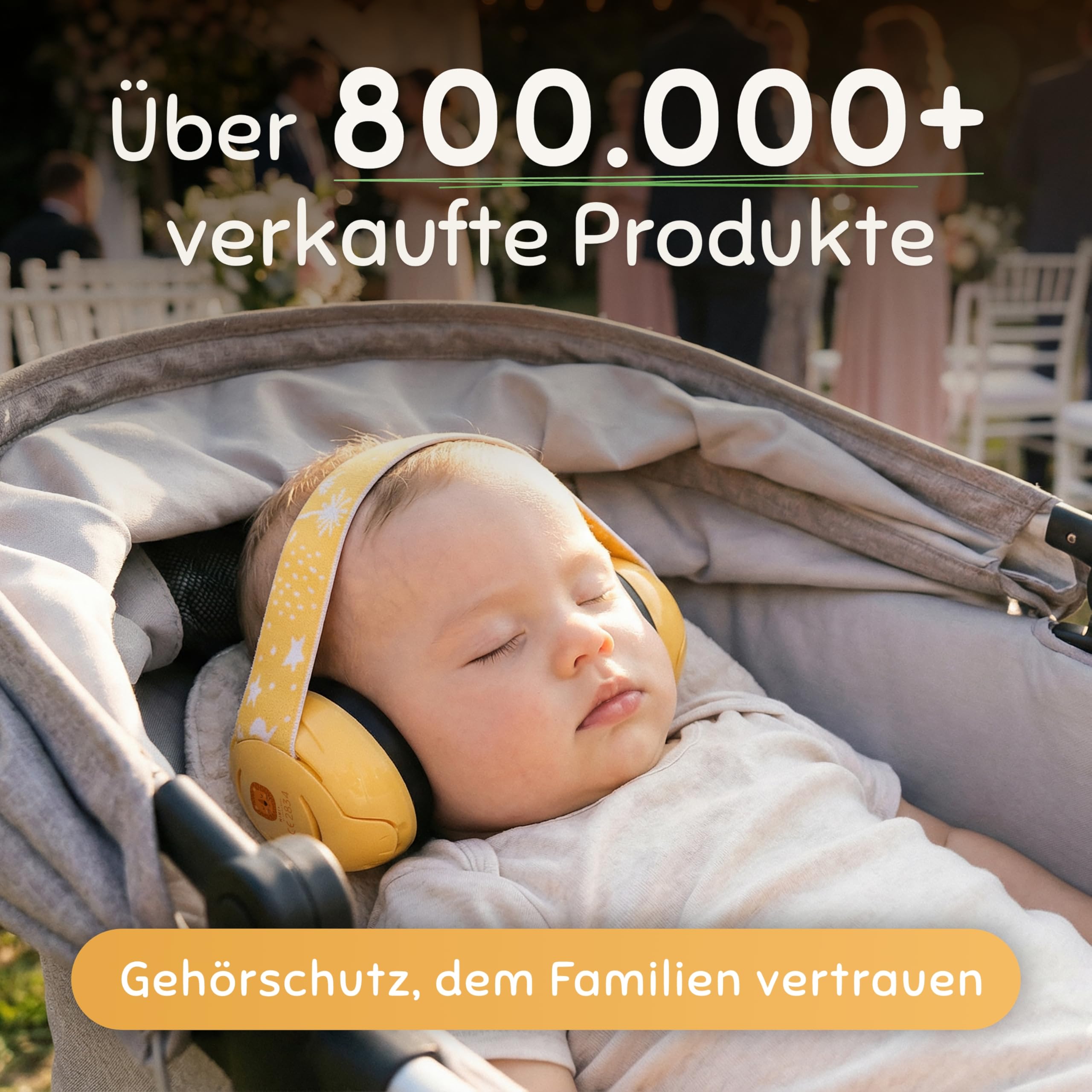Schallwerk ® Mini+ (Lion Yellow) Gehörschutz Baby & Kinder – Lärmschutz Kopfhörer für Kleinkinder – Hochwertige Ohrenschützer & Hörschutz speziell für Babys