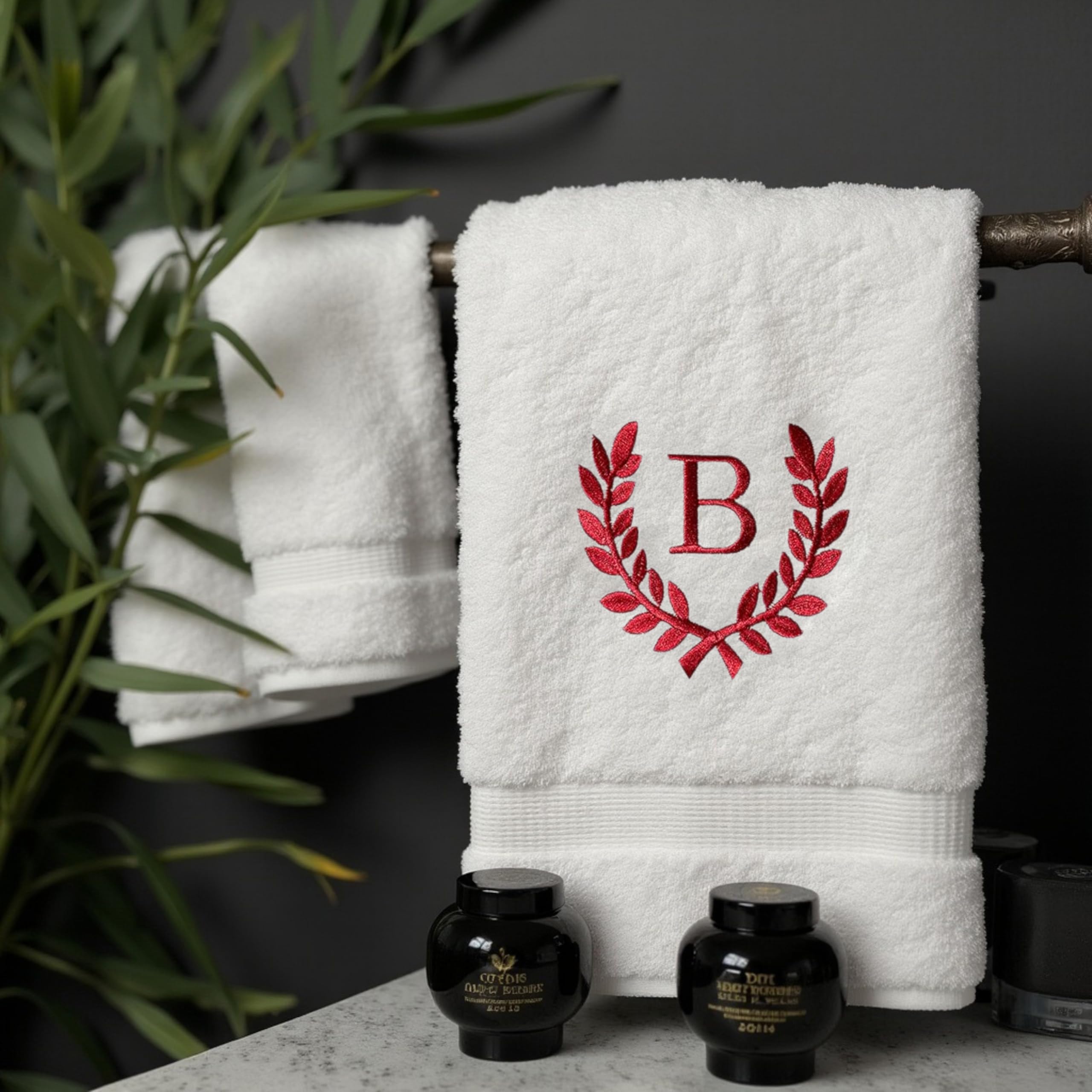 Toallas de mano Monogrammed para baño y cocina | regalo personalizado para bodas y novias | Toalla turca de lujo personalizada | Colección Spa, gran tamaño, 16 x 30 pulgadas, juego de 2