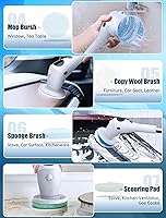 Vista 7 de Cepillo eléctrico giratorio, cepillos de limpieza para uso doméstico, cepillo de ducha con 7 cabezales de cepillo reemplazables, limpiador eléctrico