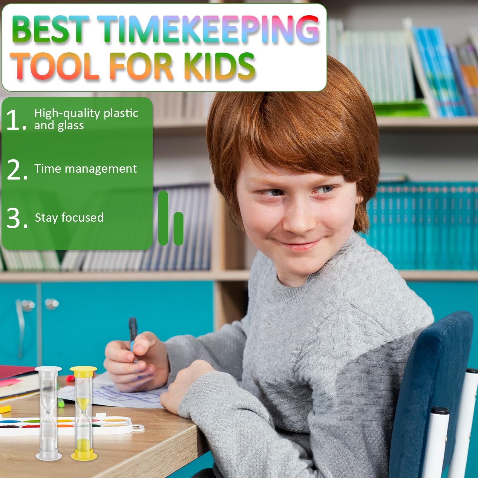 40 timer con sabbia da 2 minuti per bambini, multicolore, in plastica, mini clessidra, per adulti e bambini, in classe, cucina, giochi, ufficio, scuola