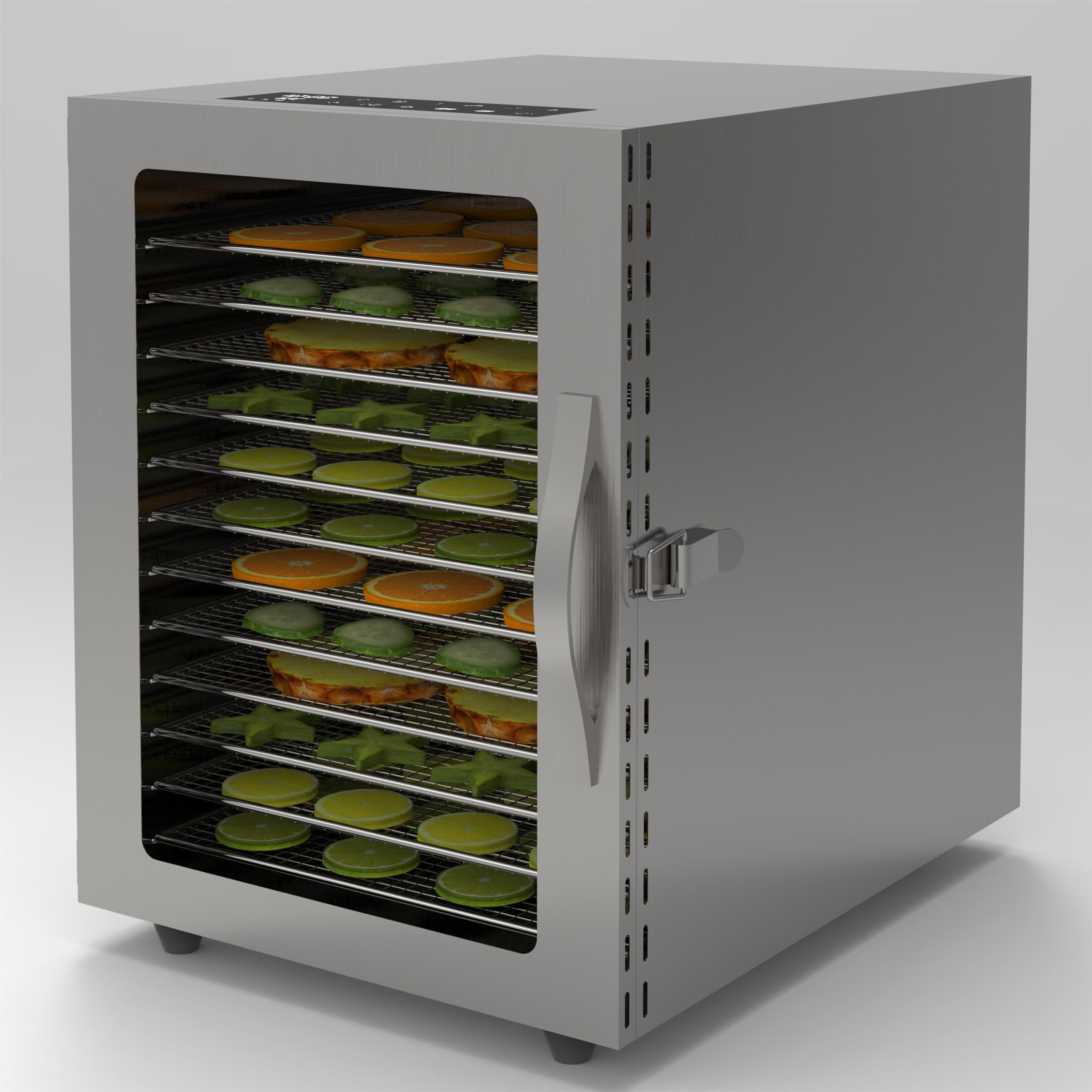 Garvee Déshydrateur alimentaire 12 plateaux en acier inox – Séchoir électrique 820 W, température réglable 30-70°C, minuterie 24 h – Pour viande, fruits, légumes, friandises chien