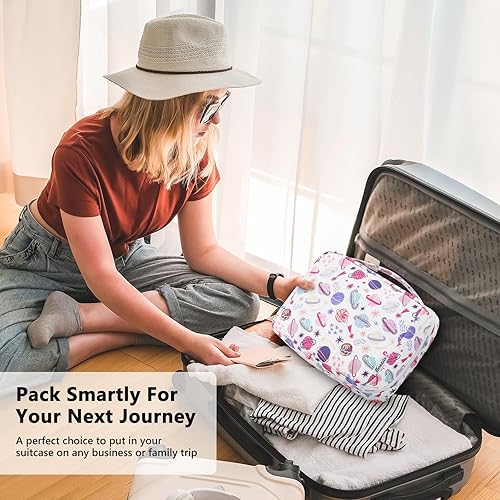 Miniatura 98 de Mossio Neceser colgante con gancho resistente, organizador de viaje grande portátil para maquillaje cosmético para hombres y mujeres Beige,Pájaro