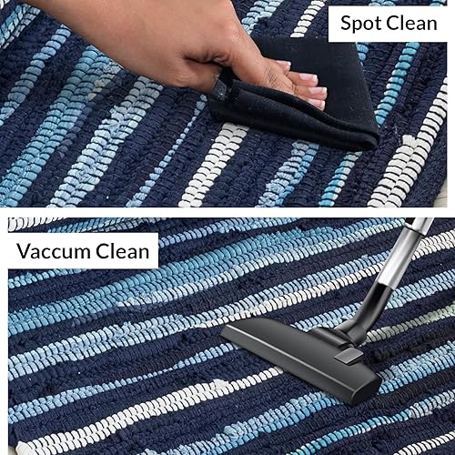 Miniatura 5 de HOMEMONDE Chindi - Alfombra rectangular de trapo de 20 x 32 pulgadas, de algodón reciclado, trenzado a mano, reversible, bohemio, para felpudo,