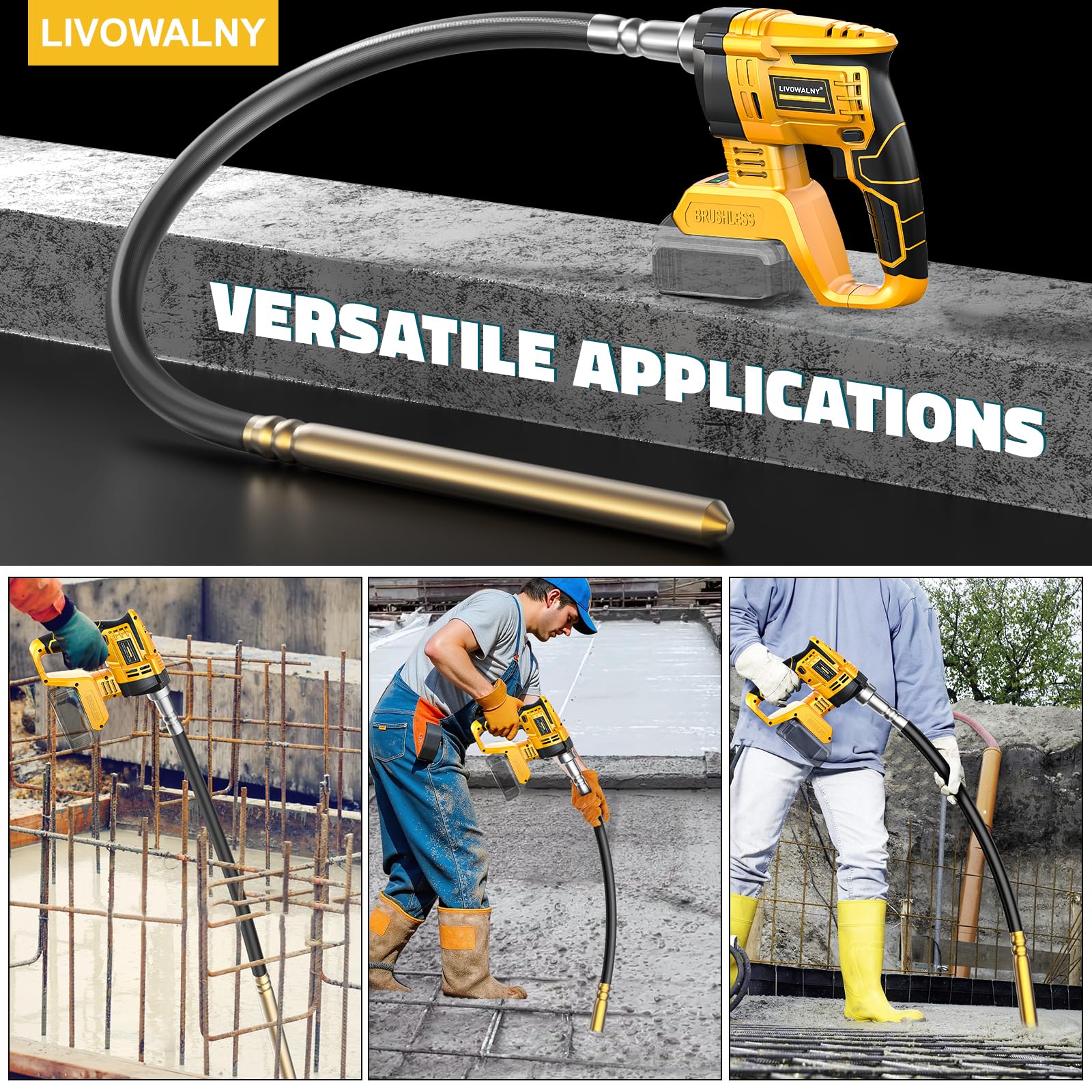 LIVOWALNY Concrete Vibrator - Powerful Air Bubble Removal -6 LIVOWALNY Concrete Vibrator - Powerful Air Bubble Removal -6