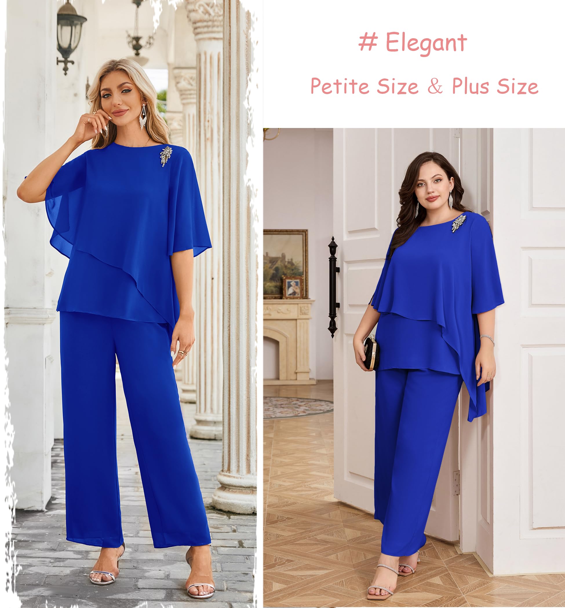 Hanna Nikole 2-teiliges Chiffon-Set für die Brautmutter in Übergröße, Rüschenschichten, Hochzeitsgäste-Outfit