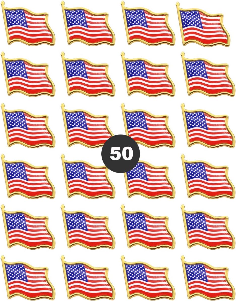 American Flag Lapel Pins - USA Waving Flag Pins United States US Badge Pins brooch-12/24/50 pack