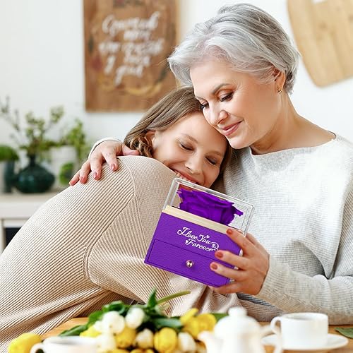 Miniatura 5 de WILDLOVE Rosa Real Eternamente con Collar de Corazón, Flores Preservadas, Regalos para Mamá, Esposa y Novia en Navidad, Día de San Valentín, Día