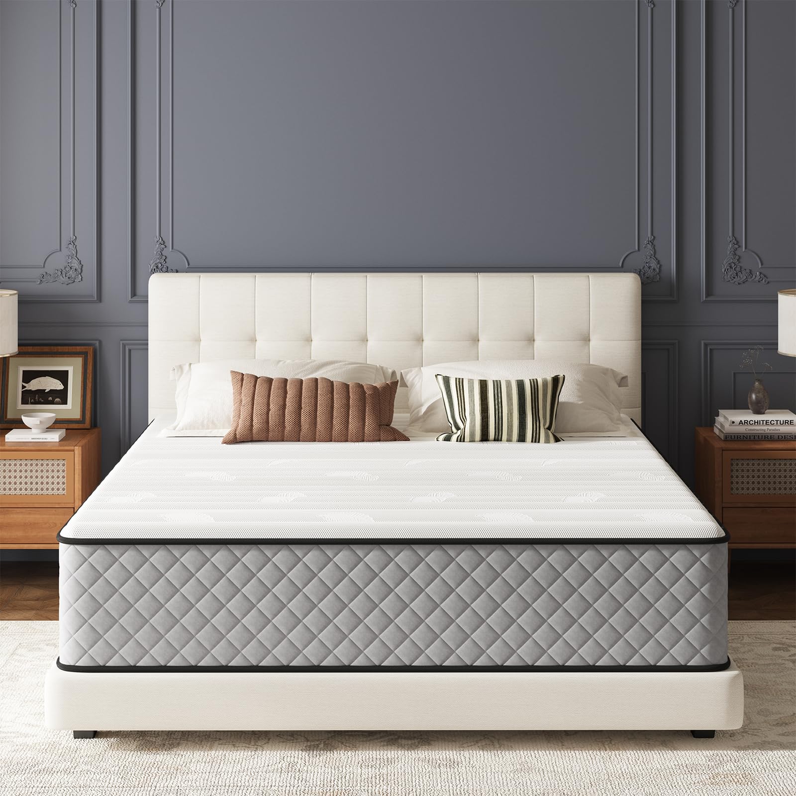 Matoresu 25CM Double Mattresses with Cooling Gel Memory Foam Innerspring Hybrid, Medium Firm Mattress in a Box, Double Mattress for Ultimate Support & Pressure Relief (135x190x25CM)
