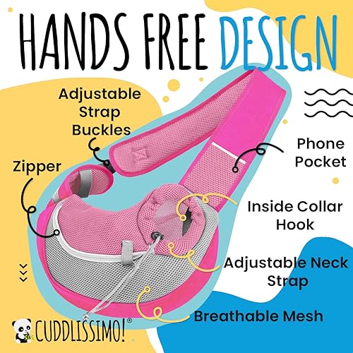 Vista 28 de Transportador de eslingas para mascotas, perro pequeño, gato, bolso portamascotas, seguro, reversible, cómodo, lavable a máquina, bolsa ajustable