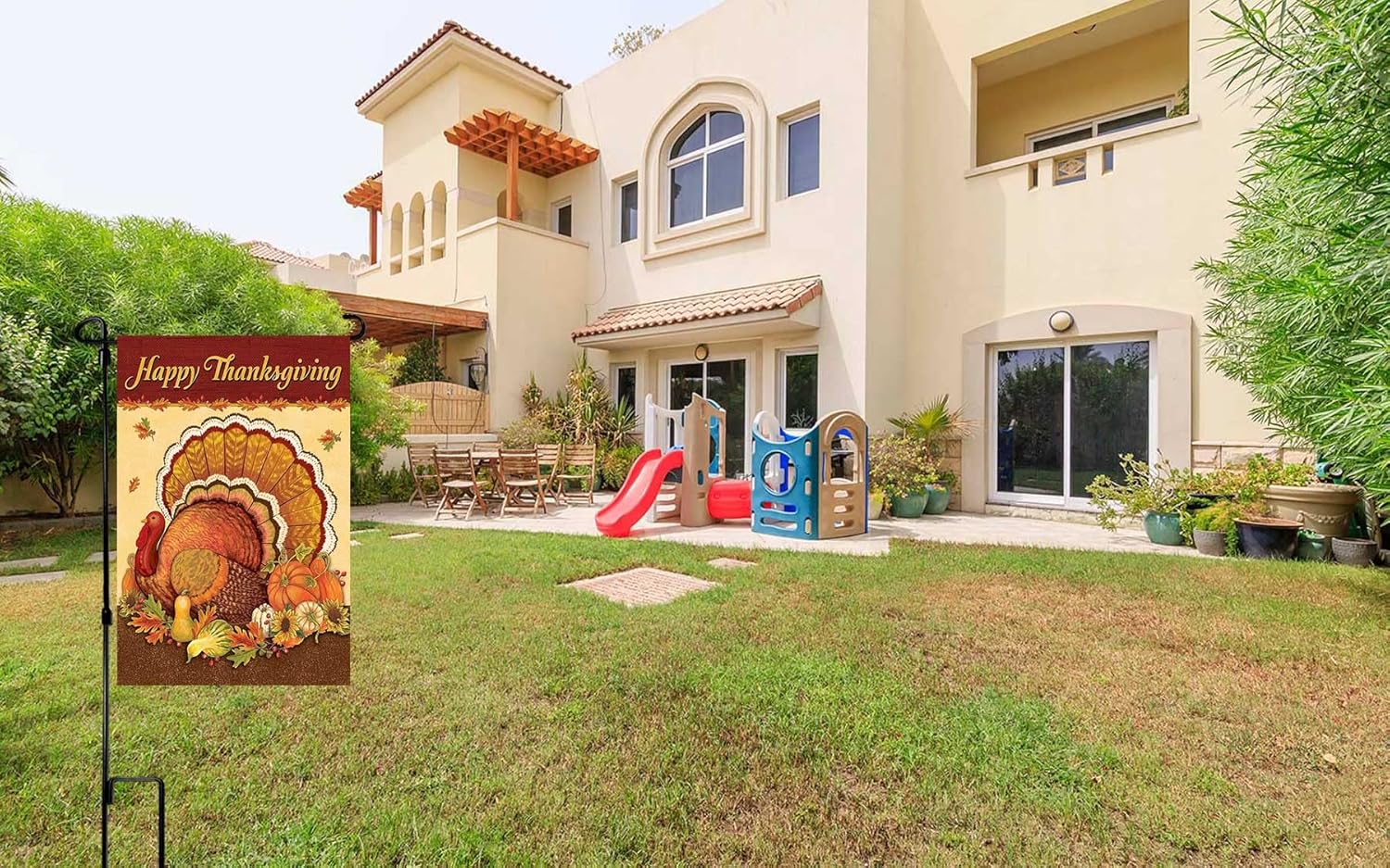 Thanksgiving Garden Flag,Happy Thanksgiving House Flags 12 x 18 Inch Double-Sided 2 Layer Turkey House Flag for Decoration - Image 2