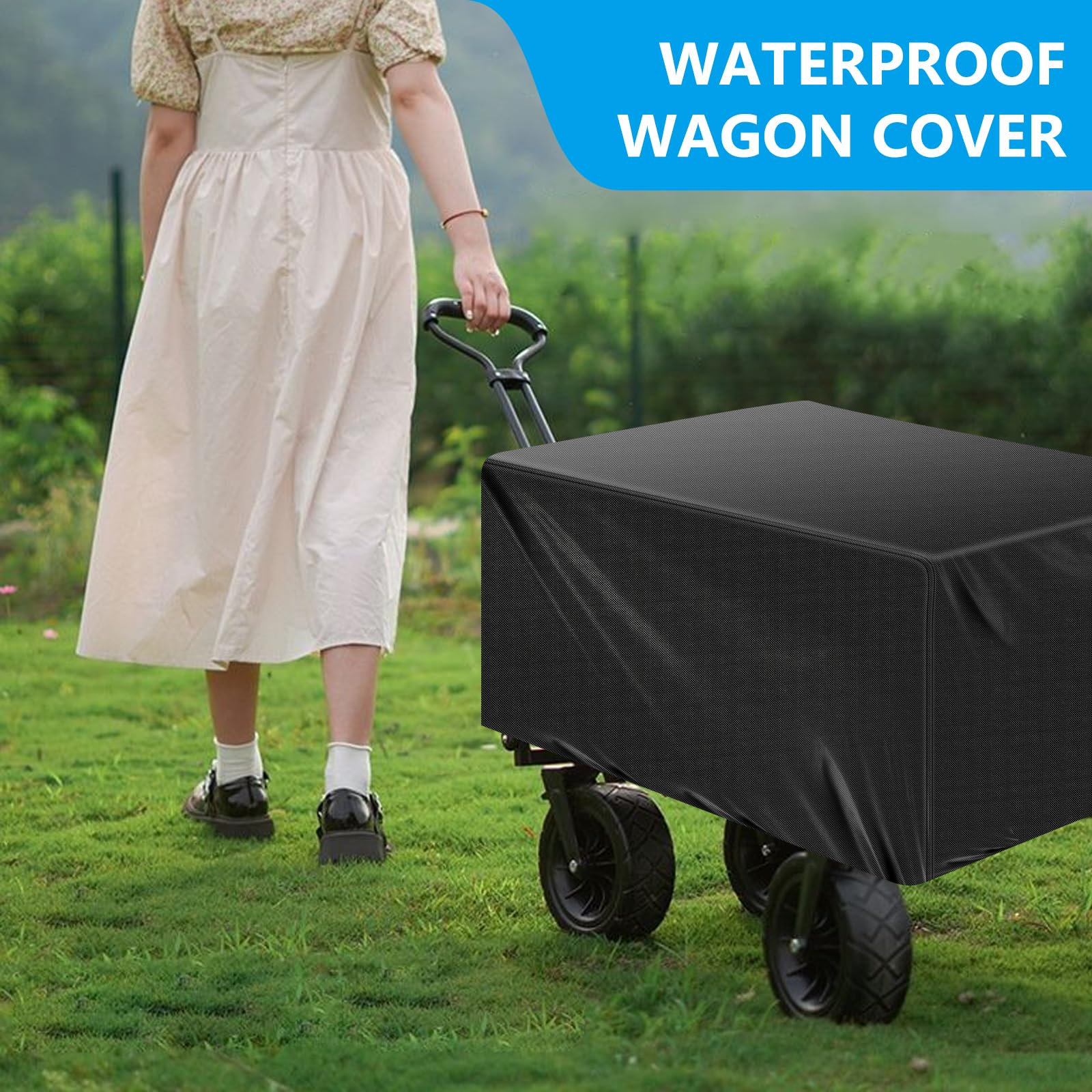 Housse Protection Chariot Transport Pliable – Imperméable, Anti-UV, Anti-Poussière, Oxford 420D, 137x56x61 Cm Pour Chariot Jardin/Plage/Camping