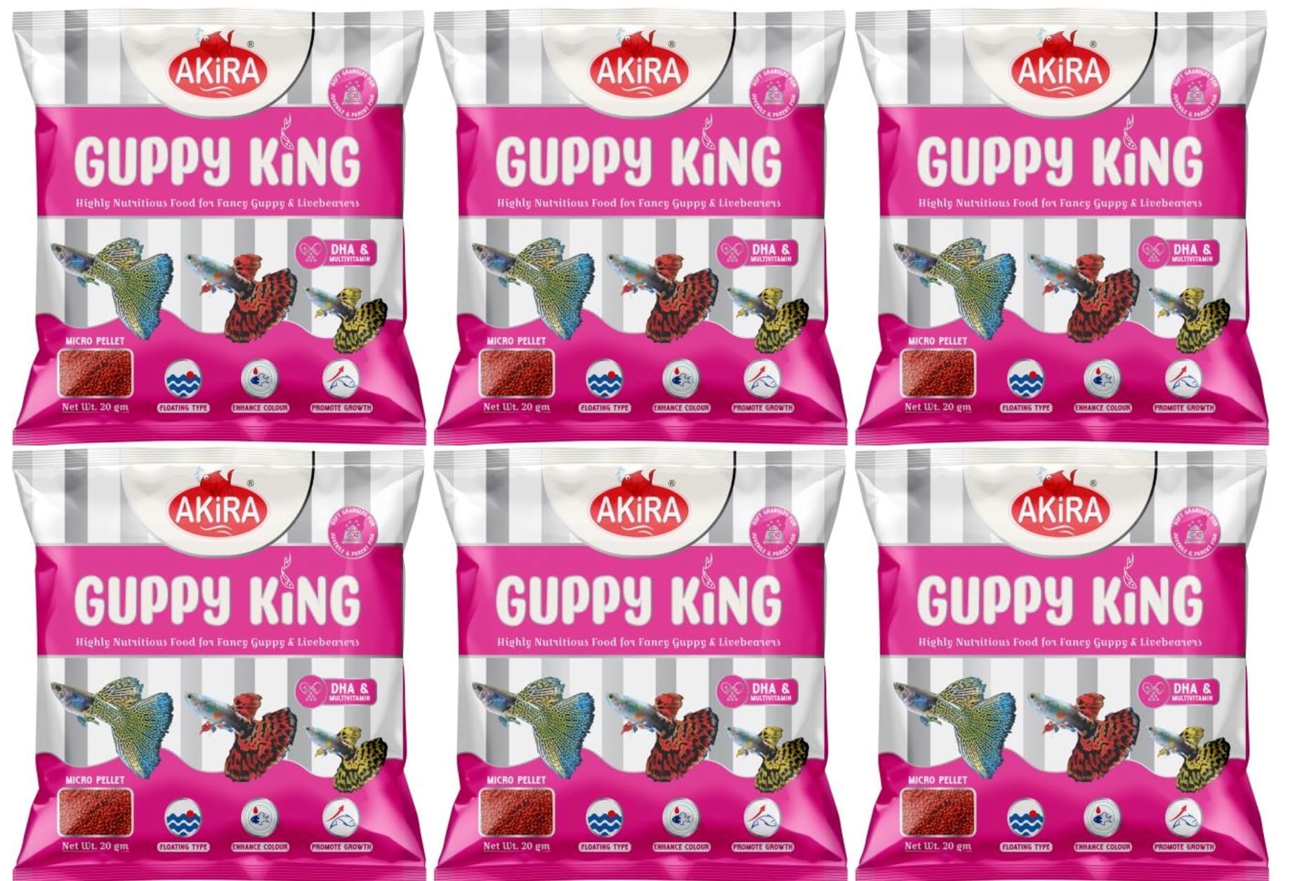 AKIRA Guppy King Pellet Fish Food 0.5mm. Pouch,40% PROTINE,Fancy Guppy & Livebearers Soft Granules Ideal for Juvenile & Parent Fish,120 GMS(20GM*6 Pouches) (B0CYPBTLY5) Amazon Price History, Amazon Price Tracker