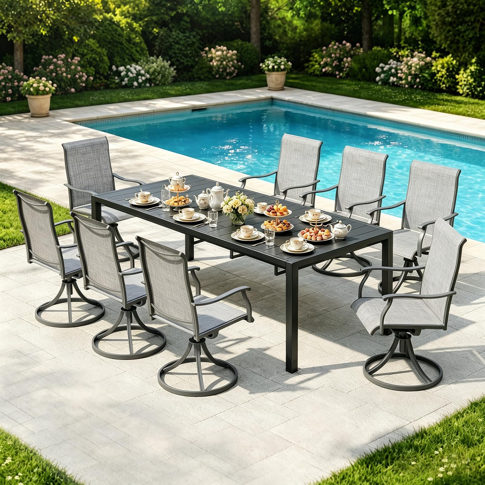Amazon.com : MEOOEM Patio Swivel Chair Set of 4, All Weather High