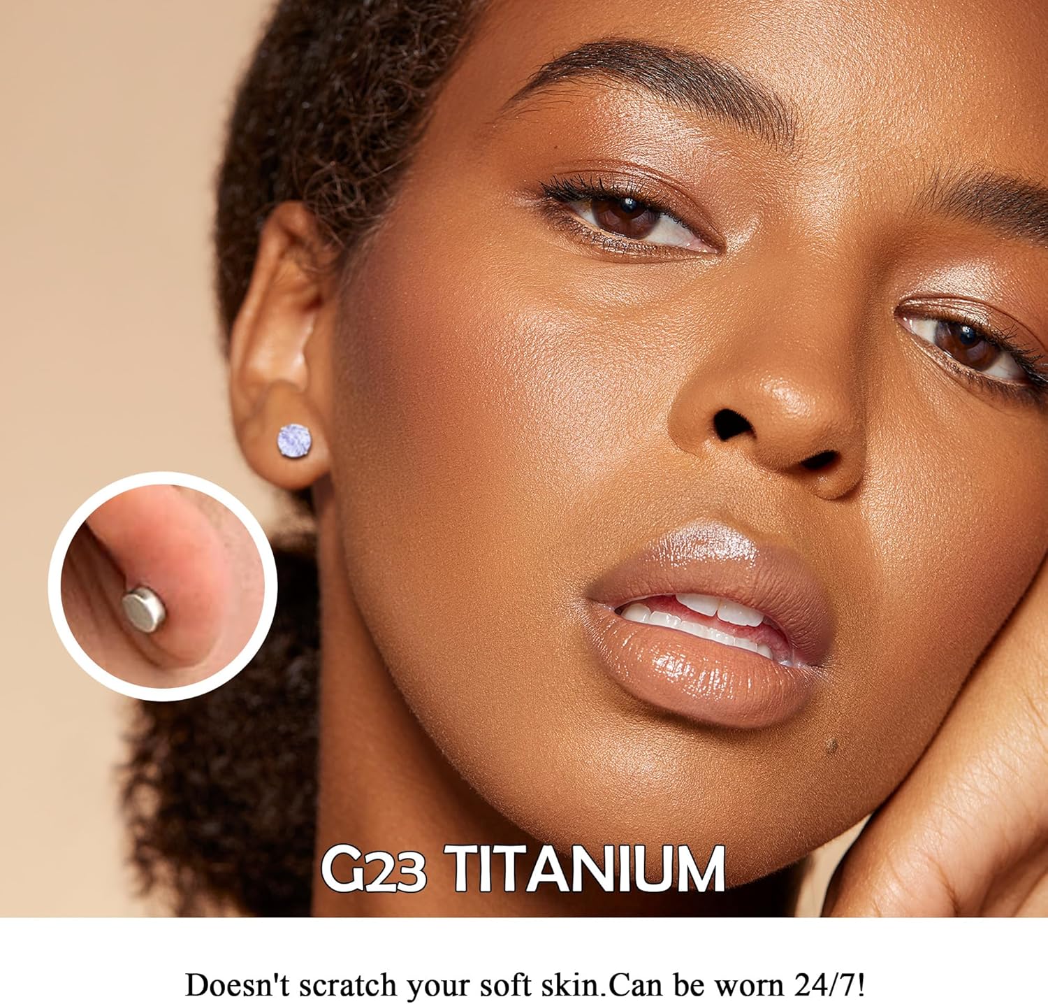 ZDE Titanium Women Flatback Earrings AAAA+ Cubic Zirconia Silver CZ Simulated Diamond Earrings Stud Hypoallergenic Cartilage Earring Piercing Jewelry 6mm - Image 4