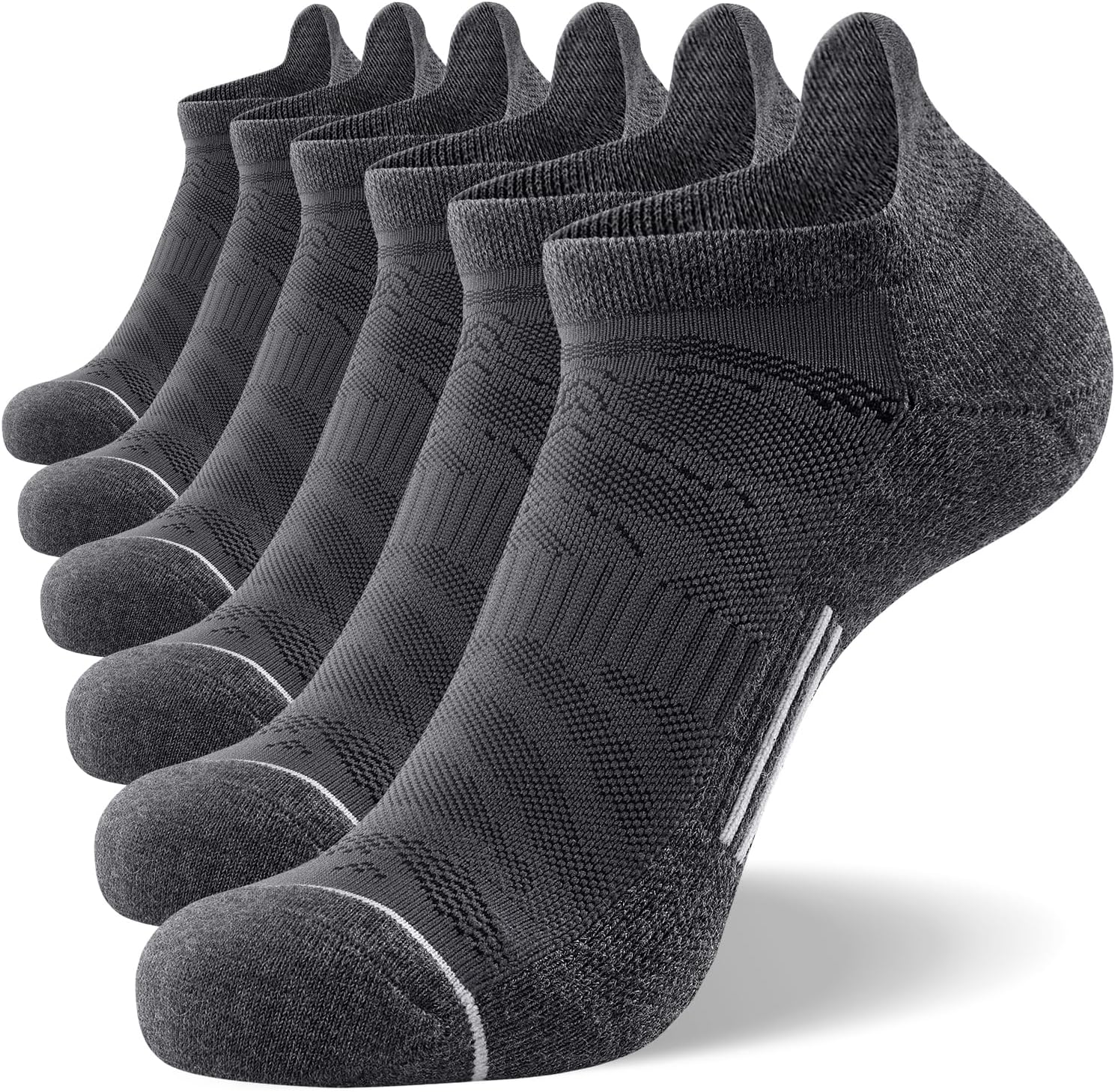 6 Pack Men's Ankle Running Socks Low Cut Cushioned Athletic Sports Socks 7-9/9-12/12-15