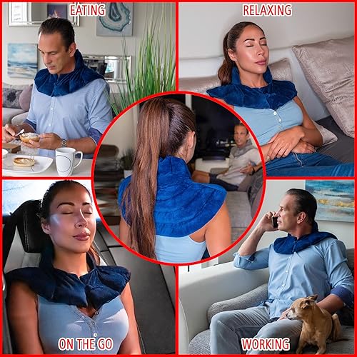 Miniatura 5 de Envoltura para cuello y hombros Compresión pesada para microondas caliente y frío Almohadilla térmica húmeda y bolsa de hielo para lesiones