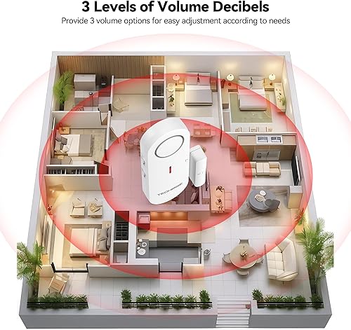 Miniatura 3 de TechRise Alarma y timbre 2 en 1, sensor de alarma de puerta fácil de instalar, ajuste de volumen de 3 niveles, piscina, niños y seguridad en el