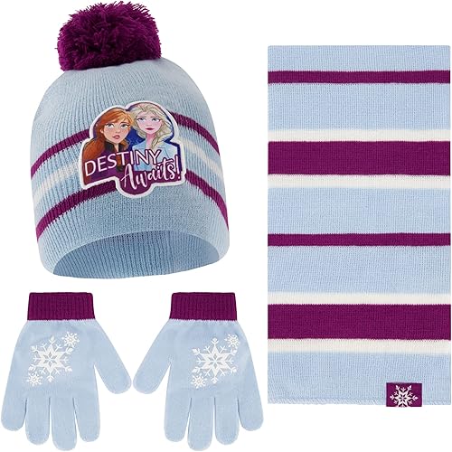 Disney Frozen Girls - Conjunto de bufanda y guantes de invierno para niñas de 2 a 4 años, bufandas y guantes para niños de Frozen de Elsa y Anna, 4-7