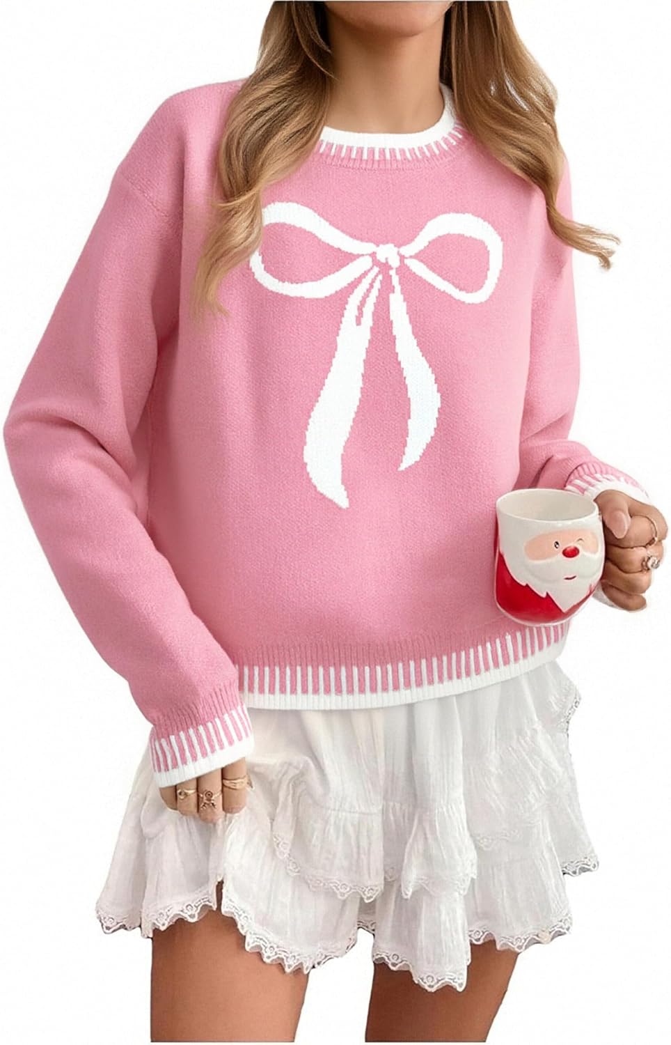 LUKYCILD Valentines Sweater Women Love Heart Sweatshirt Valentine Day Love Sweaters Cute Knitted Long Sleeve Pullover Tops