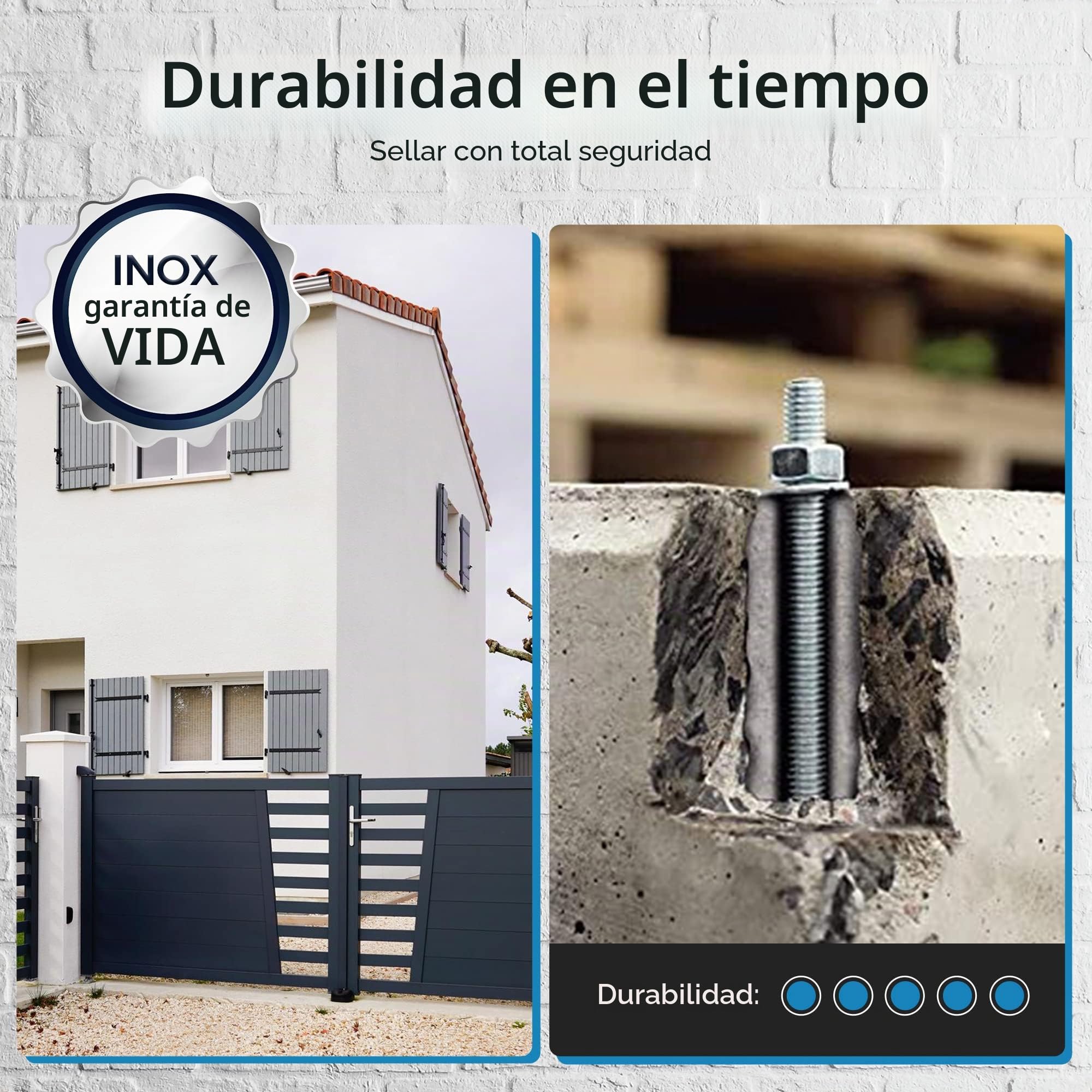 Kit de sellado químico Varillas INOX M6 Garantizadas de por vida SCELL-IT Hasta 300Kg de resistencia | Listo para usar