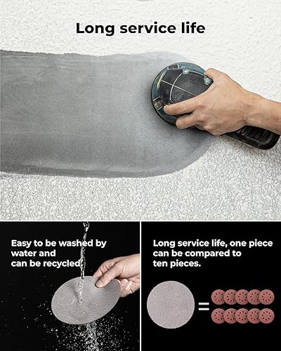 Miniatura 10 de toolant Lijadora de malla abrasiva de 9 pulgadas, papel de lija para paneles de yeso, disco de lijado de gancho y bucle sin polvo (grano 120 - 10