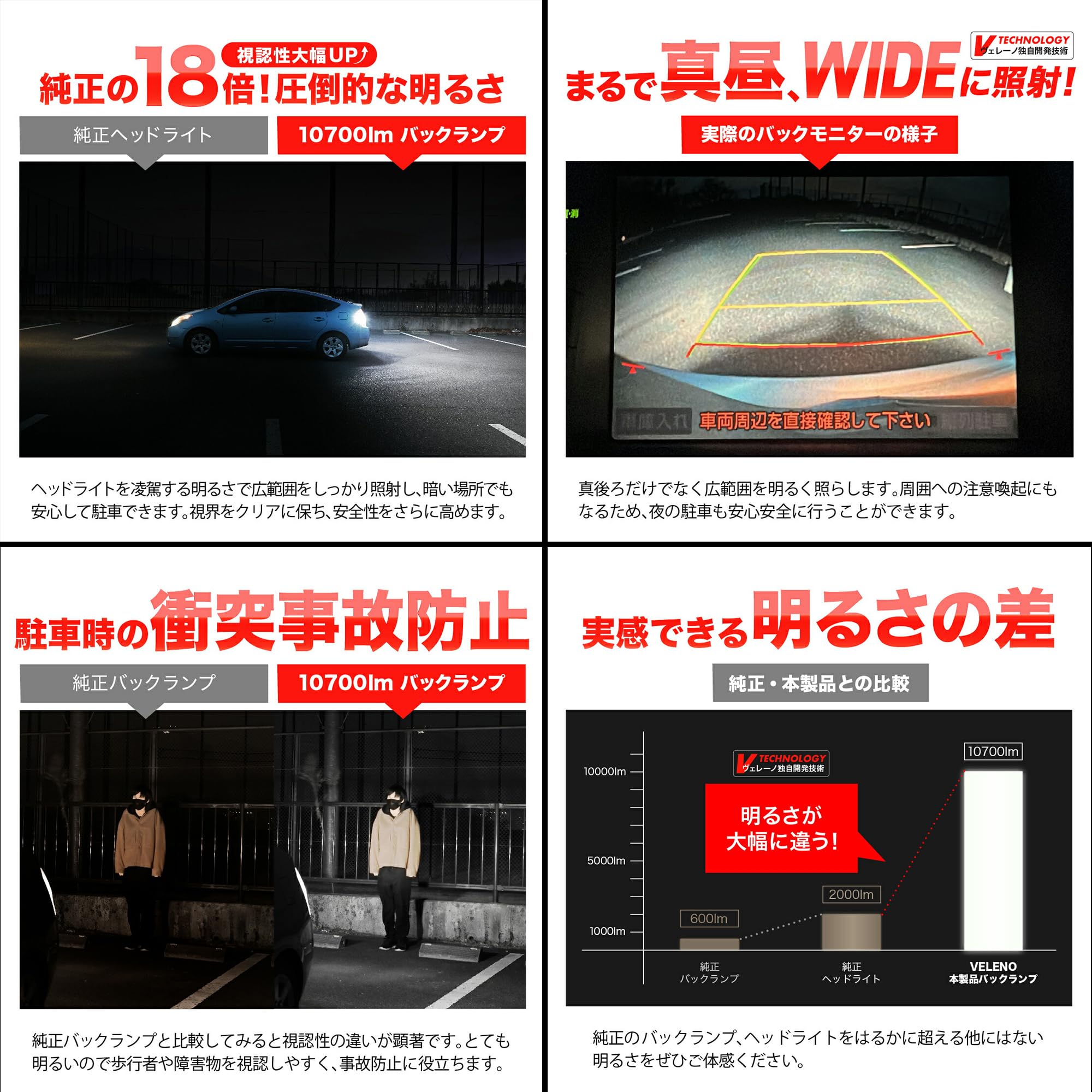 Amazon | VELENO T20 10700lm LED バックランプ 瞬間点灯防止機能 純正