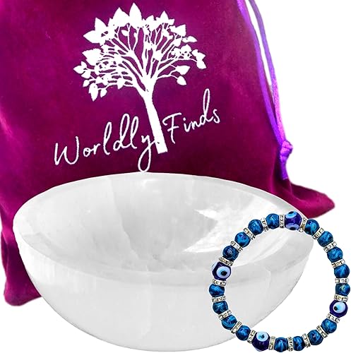 Miniatura 8 de Cuenco de carga de selenita genuina y pulsera de cristal  pulido grueso tallado a mano, soporte de cristal marroquí para cargar, limpiar cristales,