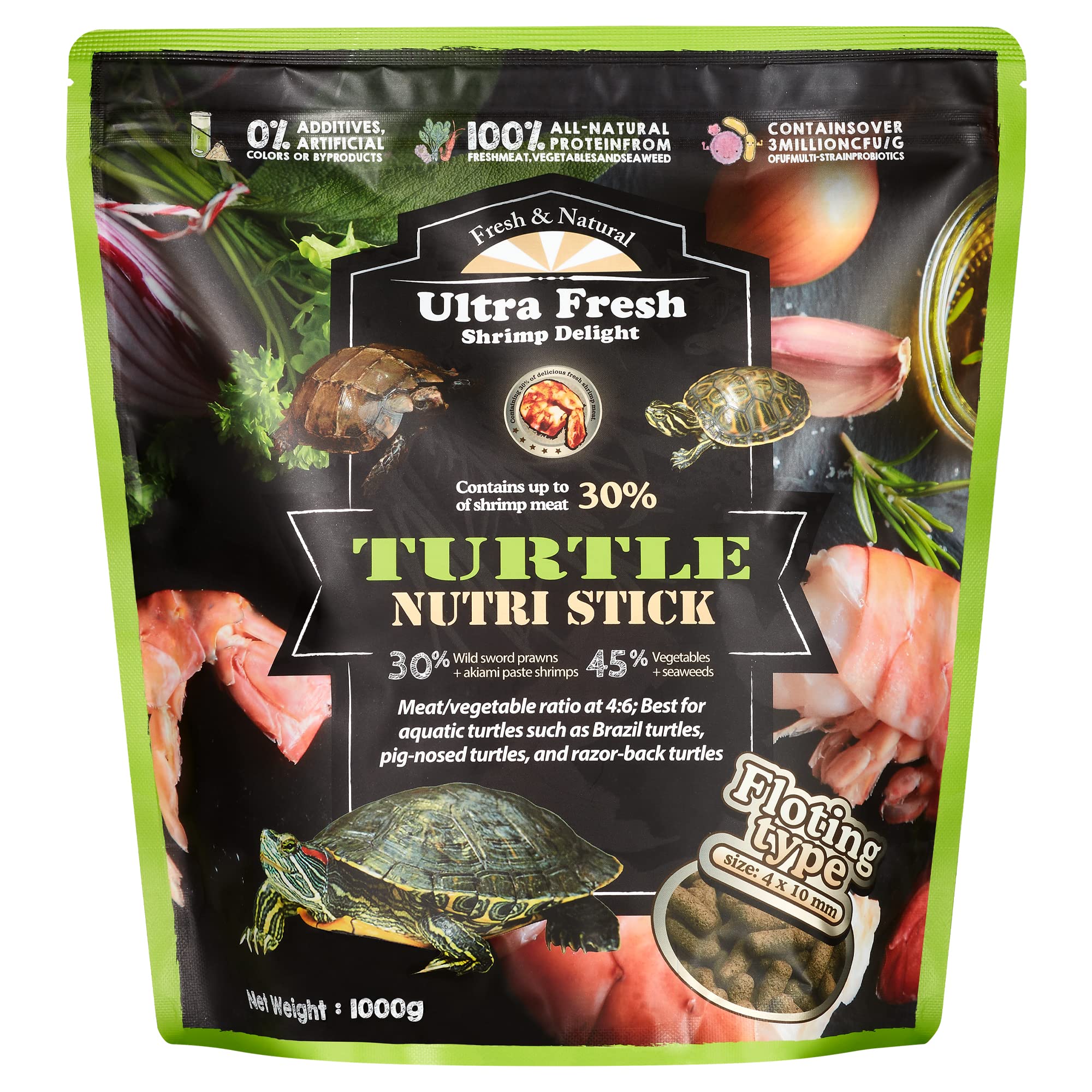 Ultra Fresh Turtle Nutri Stick, Wild Sword Prawn, Calcium Vitamin D