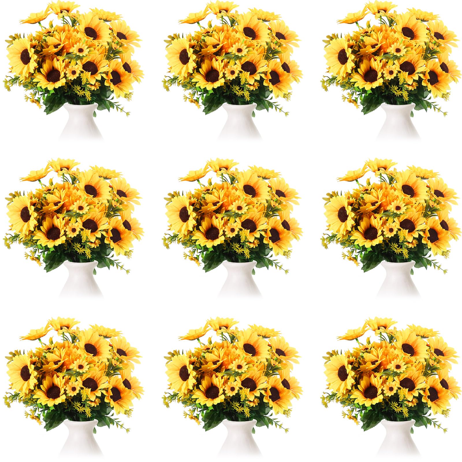 Jexine 60 Bunches 540 Pcs Sunflowers, Artificial Flowers Silk Fake Sunflowers Faux Sunflower Bouquet with Stems for Fall Garden Decorations Wedding Vase Summer Decor