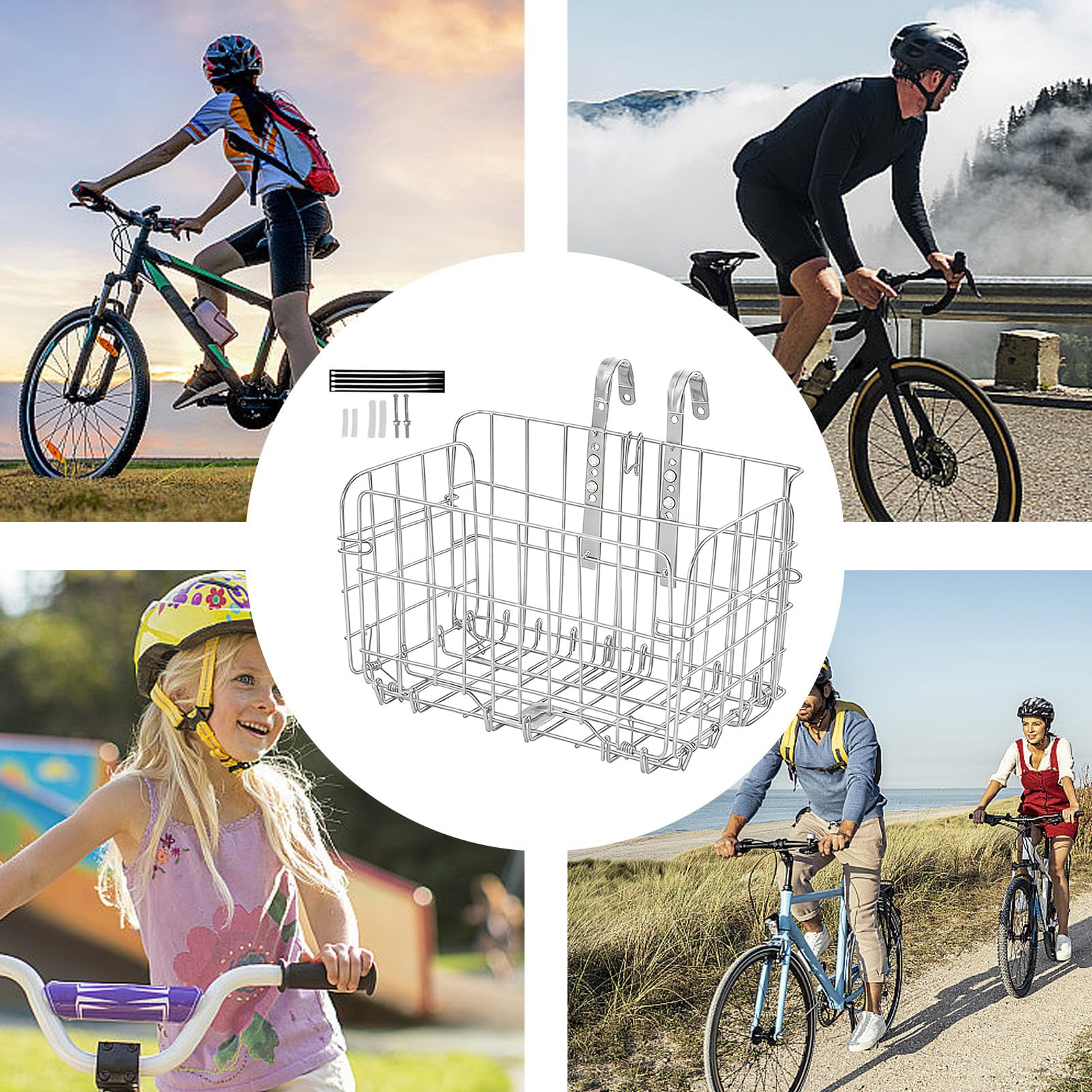 Panier avant pour vélo, porte-bagages pliable réglable, panier avant pour vélo électrique - Pour route, montagne, trottinette électrique, adultes