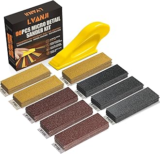 2026 Upgraded Cool Christmas Gift Ideas, LVANJI 90PCS Premium Micro Detail Sander Kit, 3-in-1 Mini Hand Sanding Block, 60-400 Grit Sandpaper for Wood Crafts, Tight Spaces, and DIY Polishing Projects