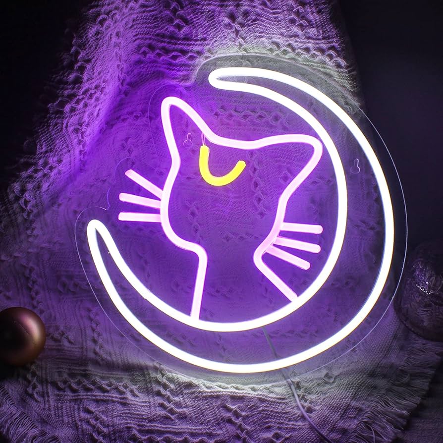 Amazon.co.jp : Looklight ネオンサイン 月と猫 LED ネオン