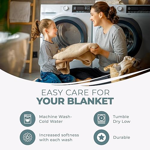 Miniatura 7 de Superior Manta 100 % algodón para todas las estaciones, manta térmica reversible ultrasuave y cálida para adultos y niños, gran capa para sofá,