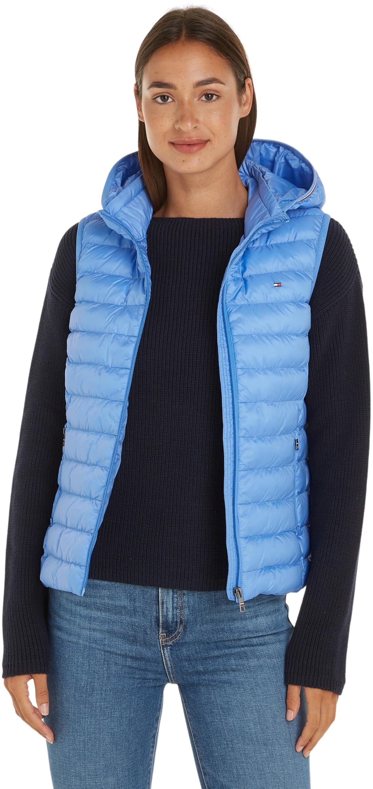 Tommy Hilfiger Women Vest Padded Global Stripe, Blue (Blue Spell), S