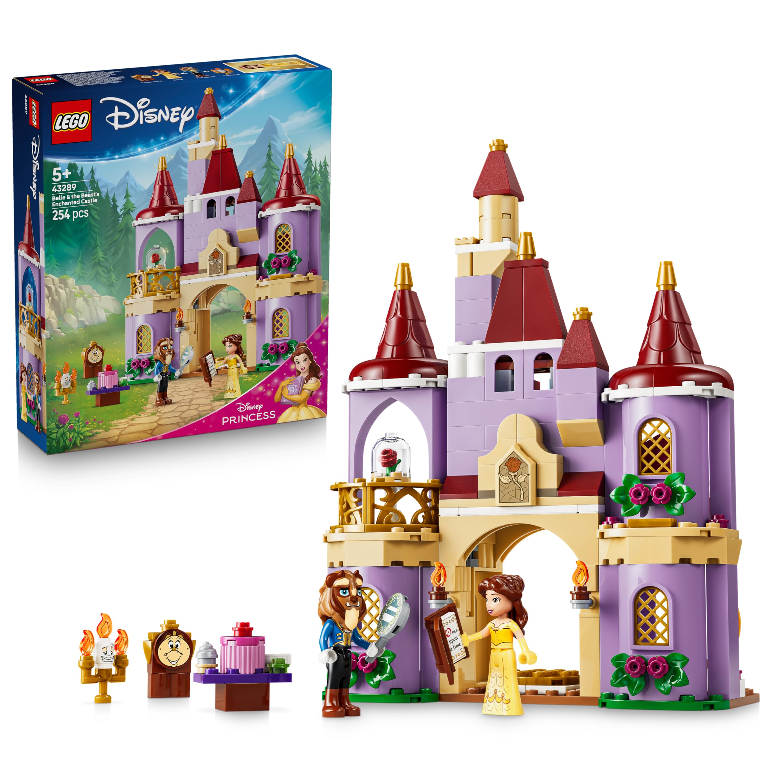 LEGO Disney Princess Güzel ve Çirkin’in Büyülü Şatosu 43289 – 5 Yaş ve Üzeri Çocuklar için 4 Karakter ile Aksesuarlar İçeren Yaratıcı Oyuncak Yapım Seti, Yaratıcı Hediye Fikri (254 Parça)