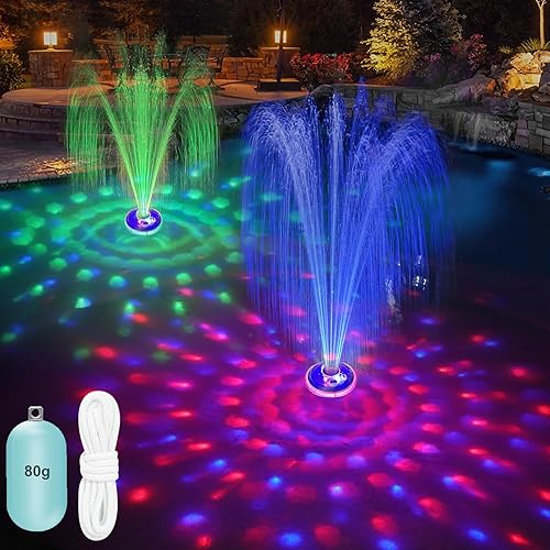 Miniatura 1 de ChlorStar Fuente flotante de piscina con espectáculo de luz subacuática, bomba de fuente de agua para piscina para estanque con batería recargable,